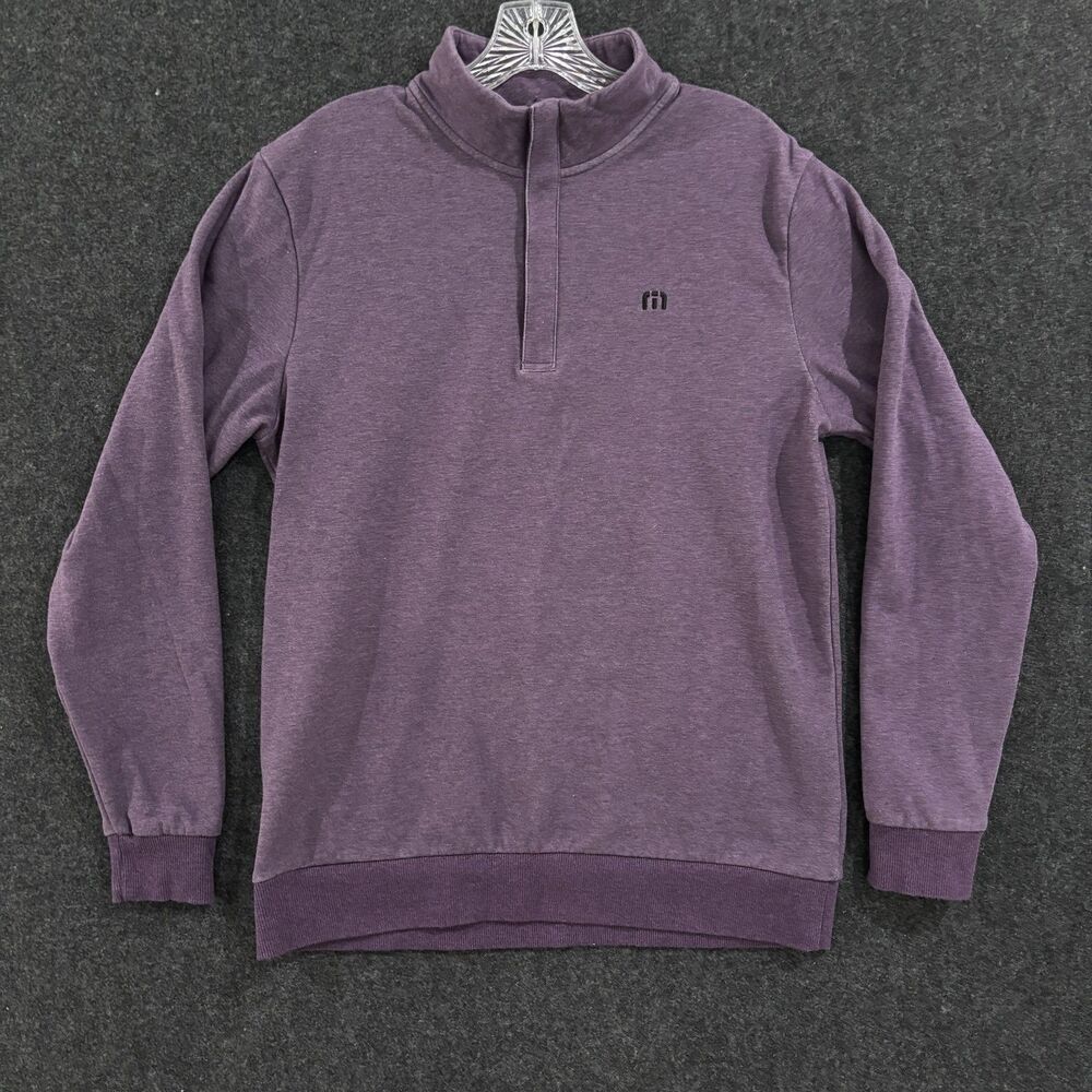 Travis Mathew Pullover Men's Small Purple Quarter Zip Fleece Lined Golf Sweater
